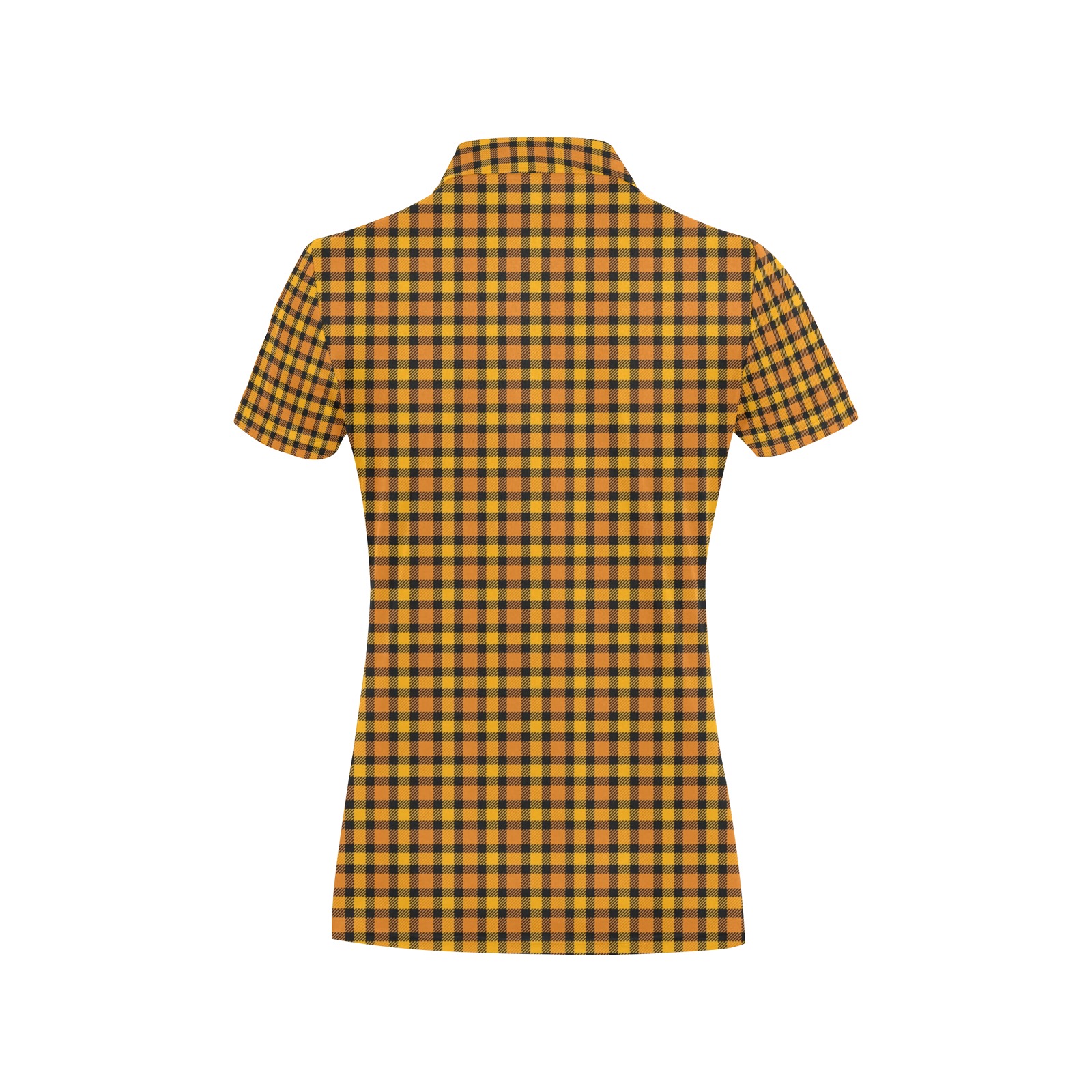 Orange Black Plaid Women's All Over Print Polo Shirt (Model T55)