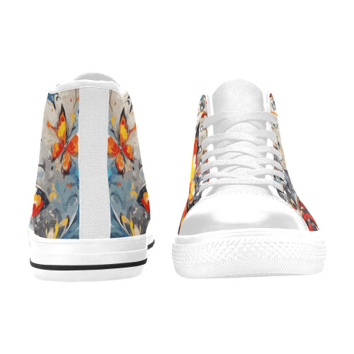 Decorative floral ornament and awesome butterflies Women's Classic High Top Canvas Shoes (Model 017)