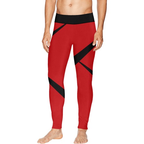 Sexy Red and Black Men's All Over Print Leggings (Model L38)
