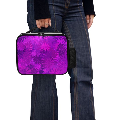 Purple Daisies PU Leather Lunch Bag (Model 1723)