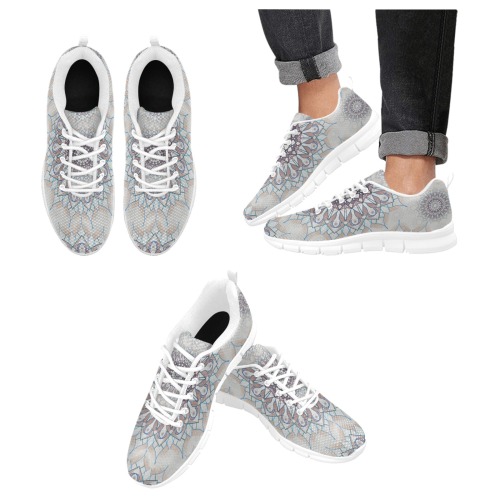 Little white floral fallen to the rural Women's Breathable Running Shoes (Model 055)