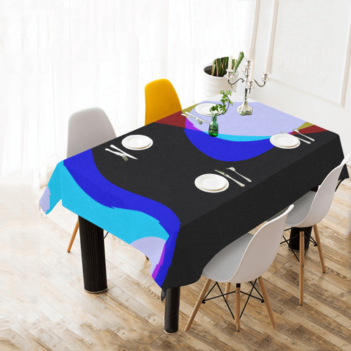 Abstract 2322 Cotton Linen Tablecloth 60"x 84"