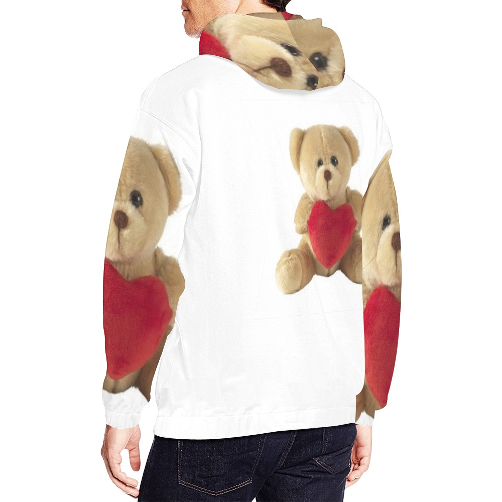 Teddy Bear All Over Print Hoodie for Men (USA Size) (Model H13)