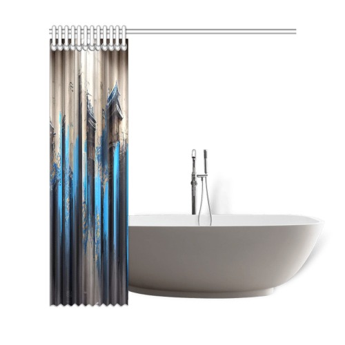 graffiti building's black and blue Shower Curtain 69"x72"