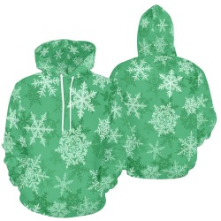 Snowflakes Green All Over Print Hoodie for Men (USA Size) (Model H13)