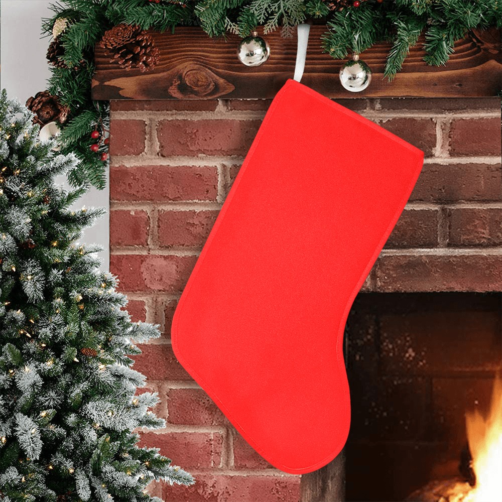 Merry Christmas Red Solid Color Christmas Stocking (Without Folded Top)