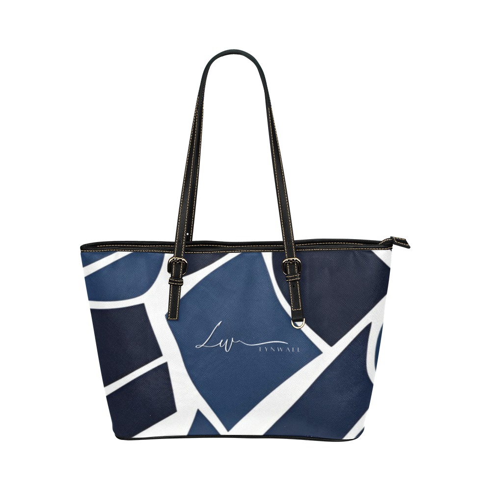 Lynwall Navy Blue Leather Tote Bag/Small (Model 1651)