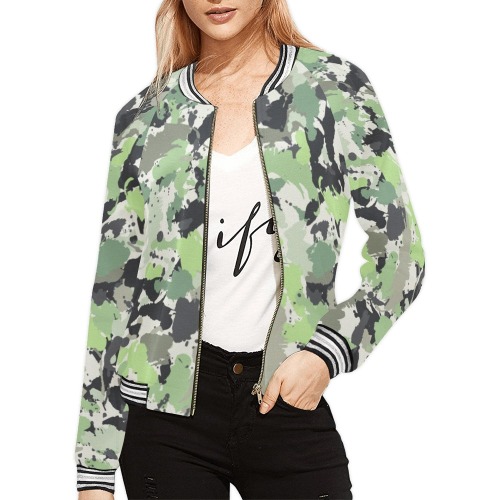 Modern camouflaged texture_01 All Over Print Bomber Jacket for Women (Model H21)