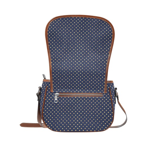 Navy with Polka Dots Saddle Bag/Large (Model 1649)