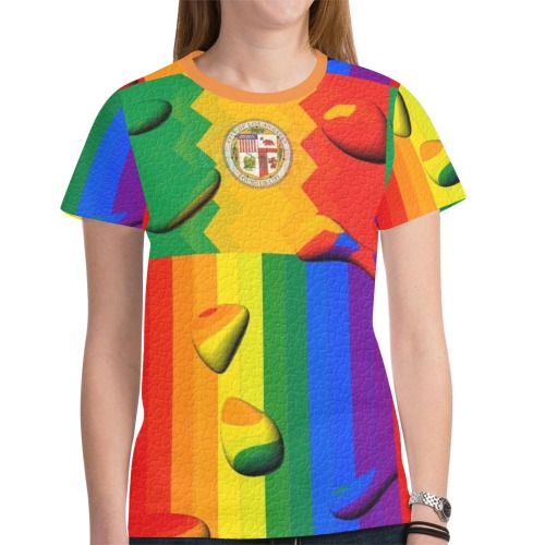 Los Angeles Pride Flag Pop Art by Nico Bielow New All Over Print T-shirt for Women (Model T45)