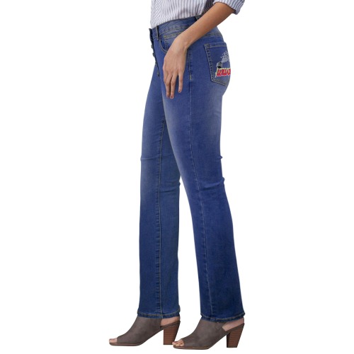 Lullaby Mic Dreams Women's Jeans (Back Printing) (Model L75)