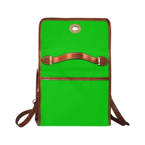 Merry Christmas Green Solid Color Waterproof Canvas Bag-Brown (All Over Print) (Model 1641)