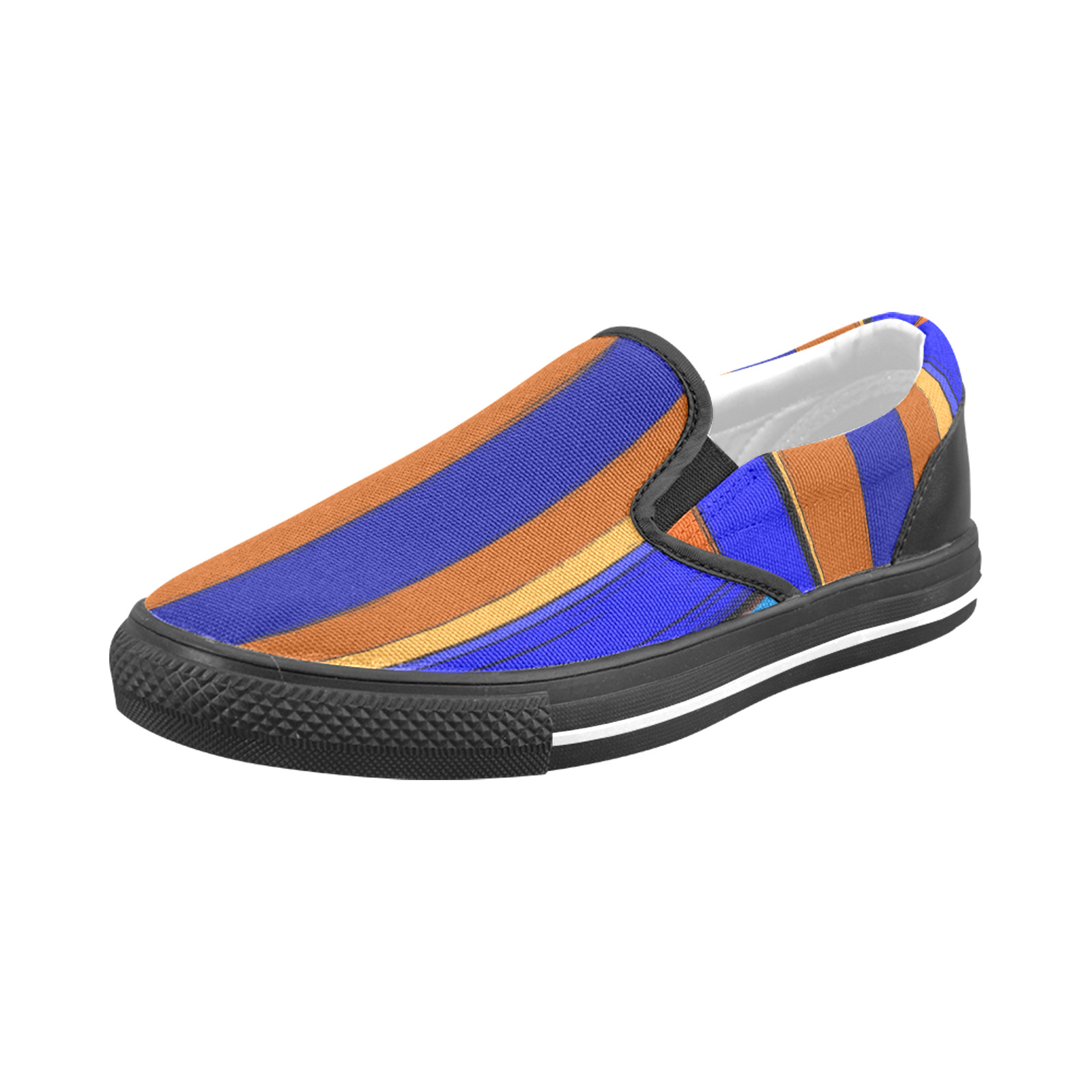 Abstract Blue And Orange 930 Slip-on Canvas Shoes for Kid (Model 019)