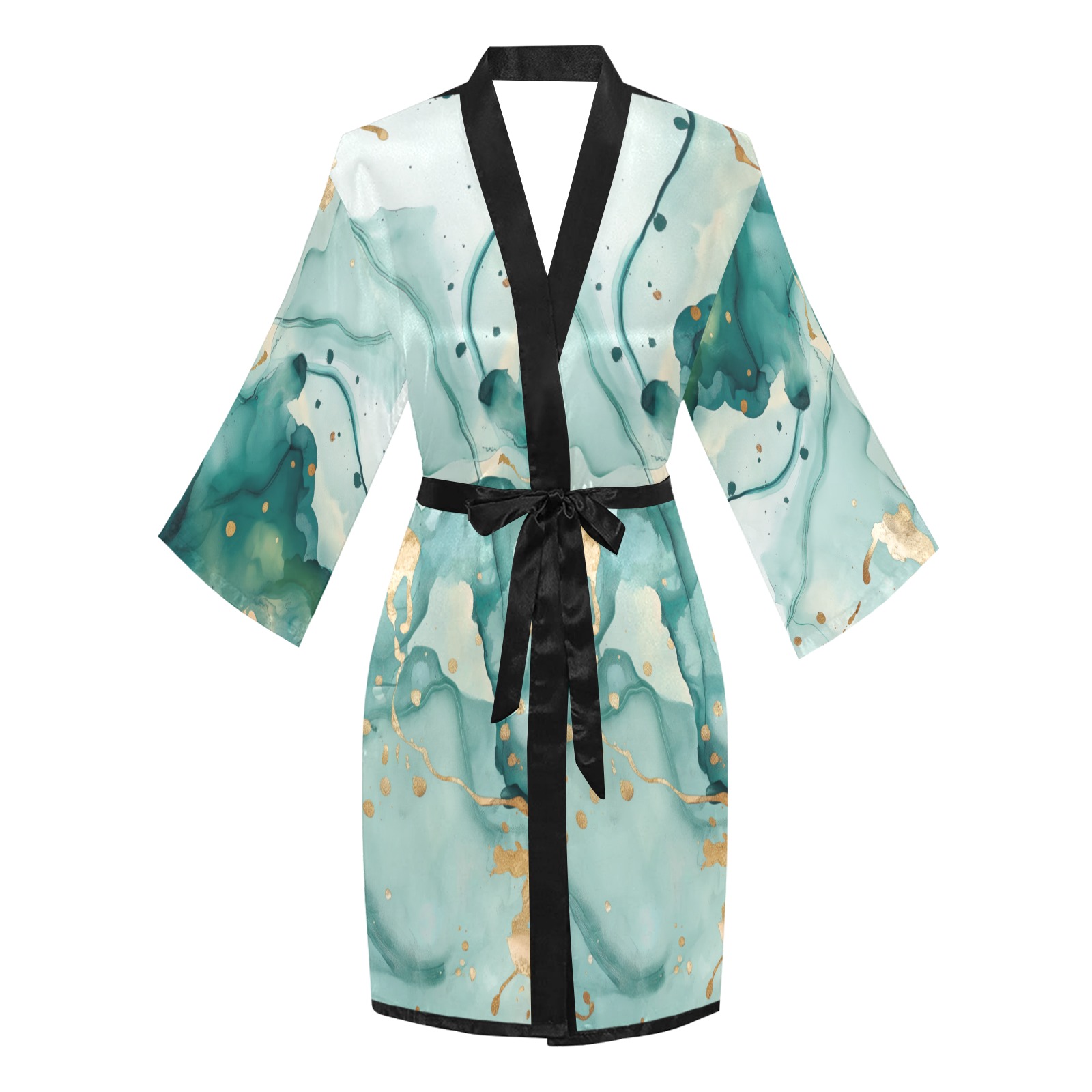 Aqua Long Sleeve Kimono Robe
