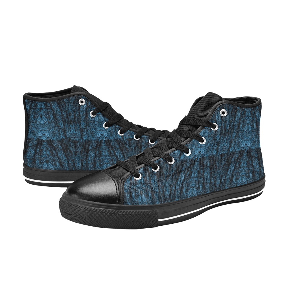 dark blue roses Women's Classic High Top Canvas Shoes (Model 017)