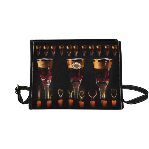 Gothic Skull Wine Candles Ritual Waterproof Canvas Bag-Black (All Over Print) (Model 1641)