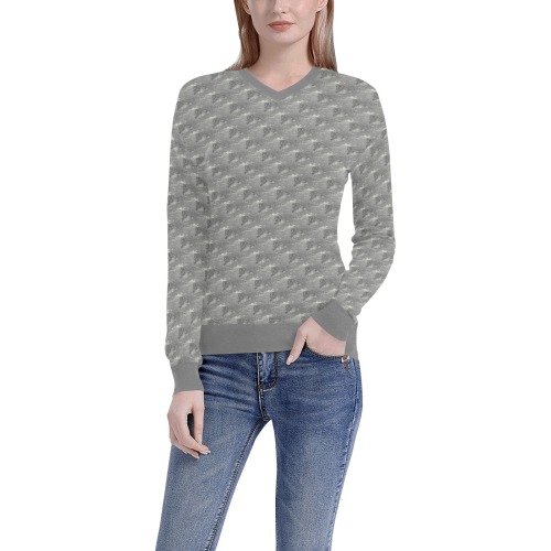 Gray Water Splashes Women's All Over Print V-Neck Sweater (Model H48)