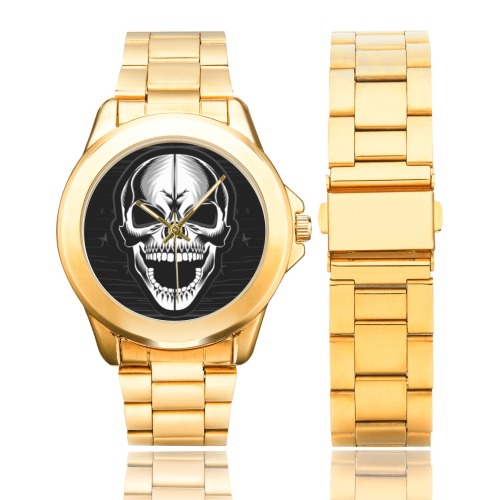 Skull Face Gold Band Watch Custom Gilt Watch(Model 101)