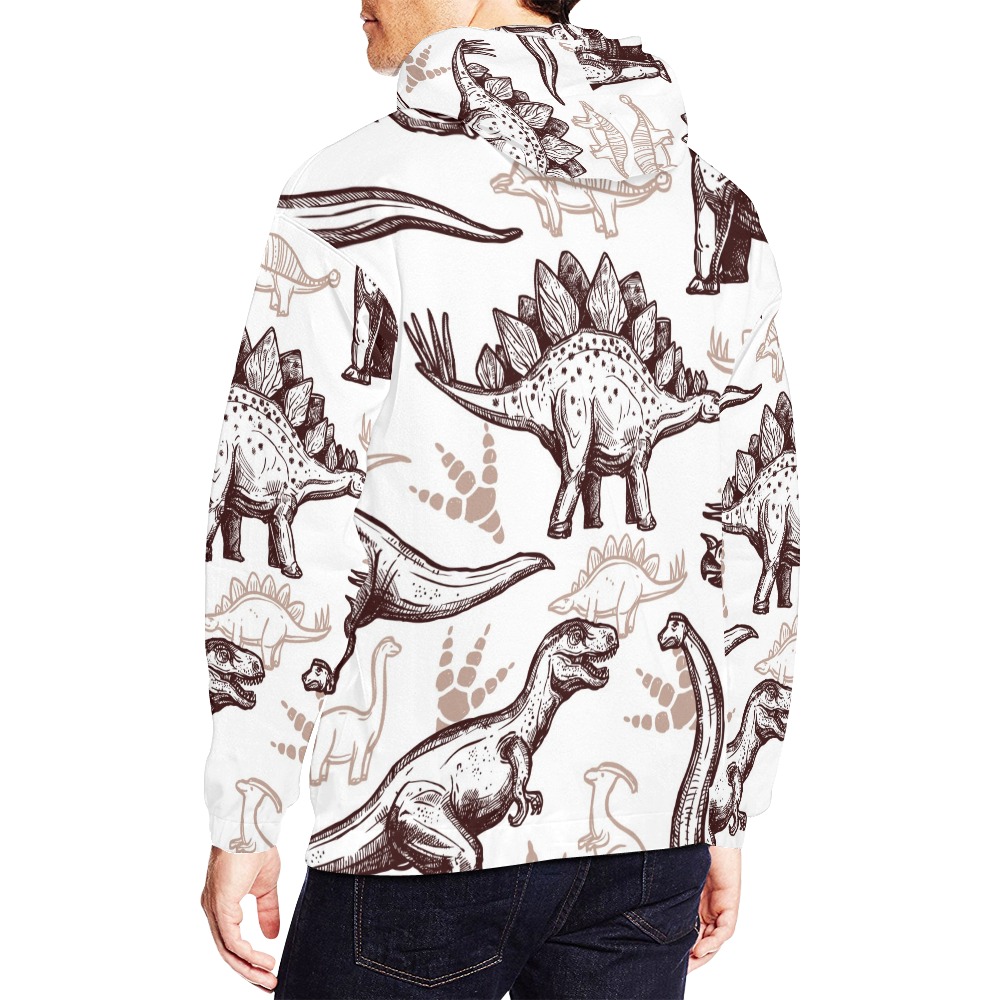 Dinosaur Pattern All Over Print Hoodie for Men (USA Size) (Model H13)