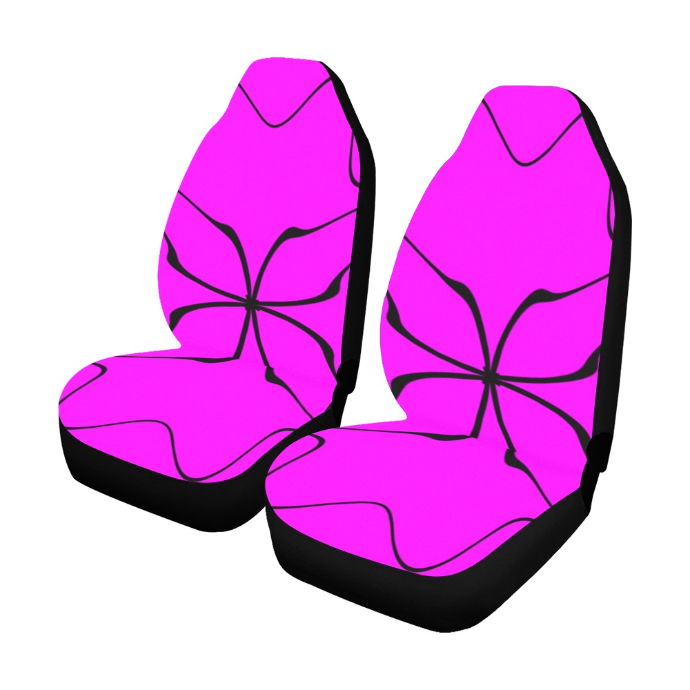 Black InterlockingCircles Starred Pink Car Seat Covers (Set of 2)