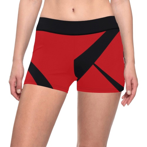 Sexy Red and Black Women's All Over Print Short Leggings (Model L28)