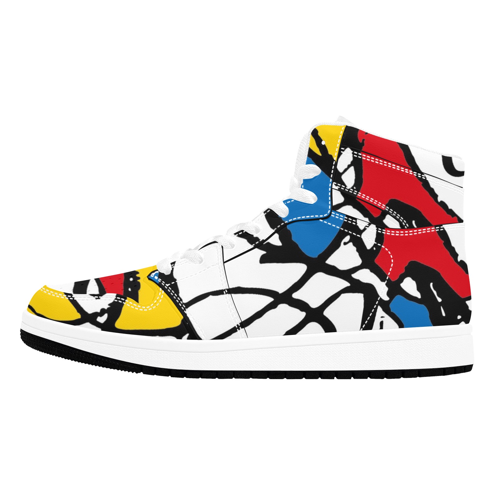 Mondrian Doodle Scribble Men's High Top Sneakers (Model 20042)