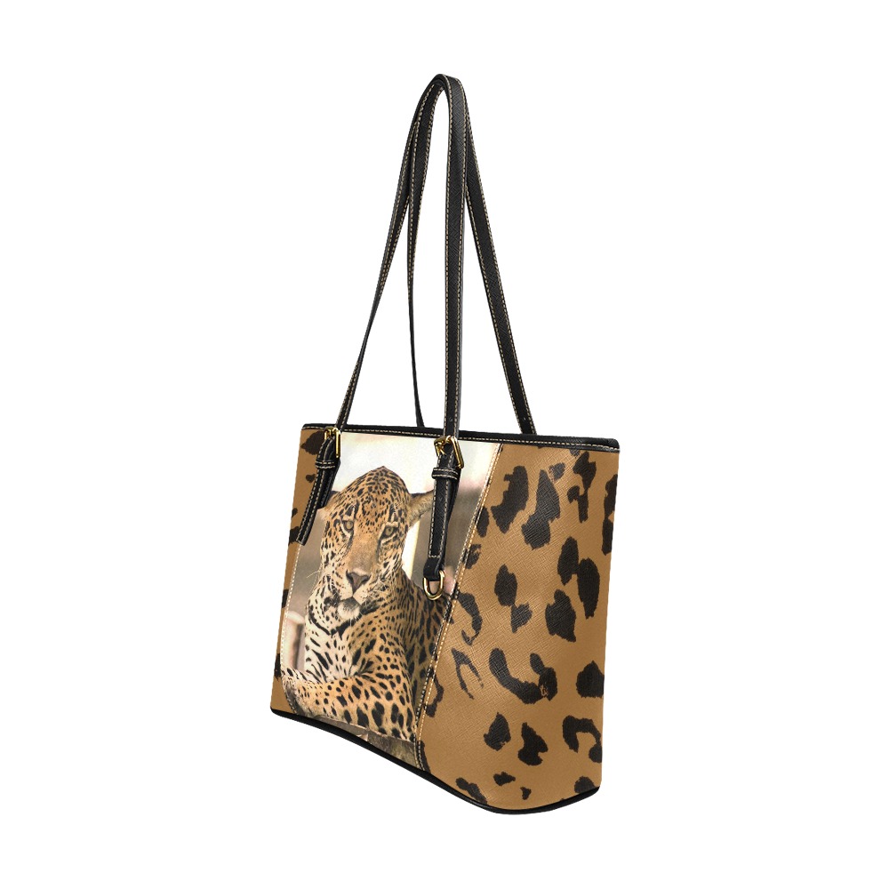 Jaguar Leather Tote Bag Leather Tote Bag/Large (Model 1640)