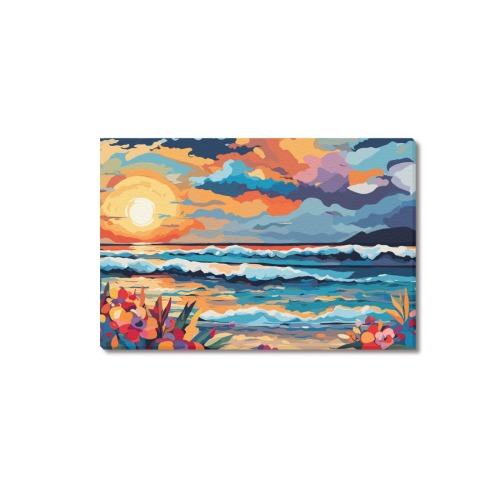 Sun is setting over the ocean. Nice island beach. Upgraded Canvas Print 18"x12"