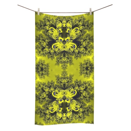 Summer Sunflowers Frost Fractal Bath Towel 30"x56"