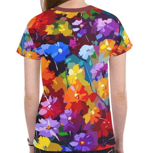 Floral Art Of Beautiful Colorful Fantasy Flowers New All Over Print T-shirt for Women (Model T45)