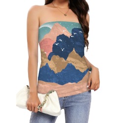 Landscape painting sunset-02 Women's Long Tube Top (Model T84)