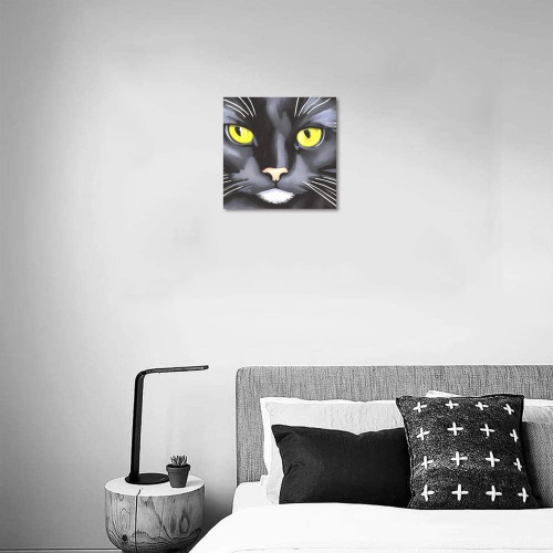 Close up Black Cat Upgraded Canvas Print 12"x12"