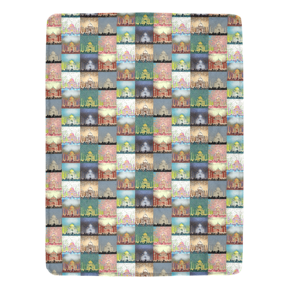 Taj Mahal, Agra, India Collage Ultra-Soft Micro Fleece Blanket 60"x80"