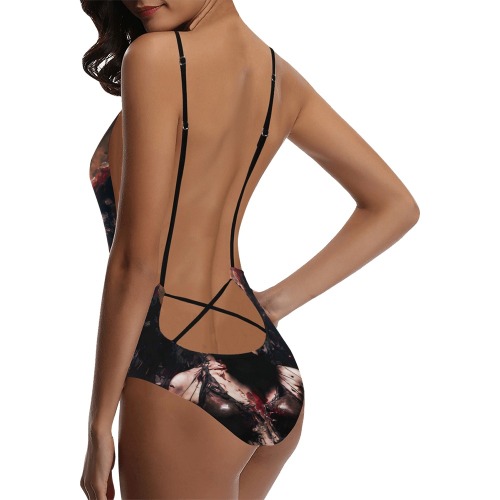 Angel of death Sexy Lacing Backless One-Piece Swimsuit (Model S10)