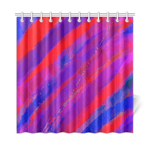 Watercolor Reds and Blues Shower Curtain 72"x72"