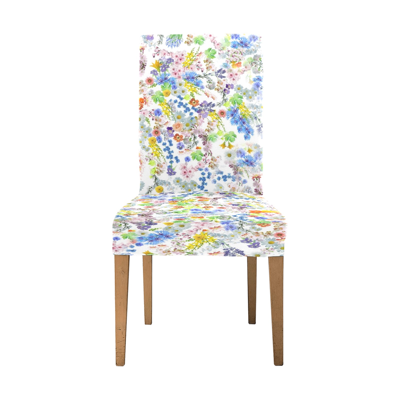 floral design -blue Chair Cover (Pack of 4)