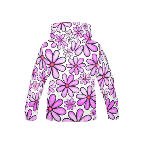 Pink Watercolor Doodle Daisy Flower Pattern All Over Print Hoodie for Kid (USA Size) (Model H13)