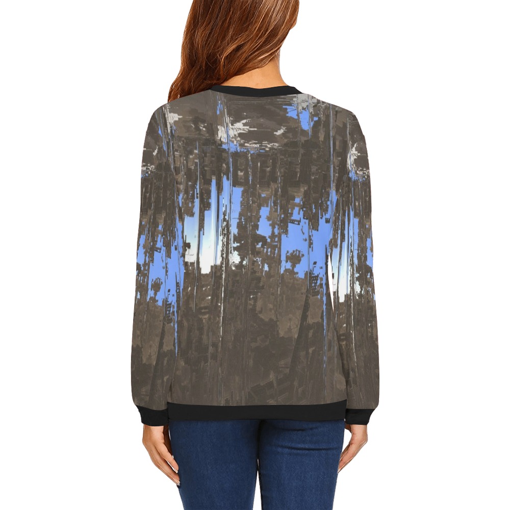 glitch nature All Over Print Crewneck Sweatshirt for Women (Model H18)