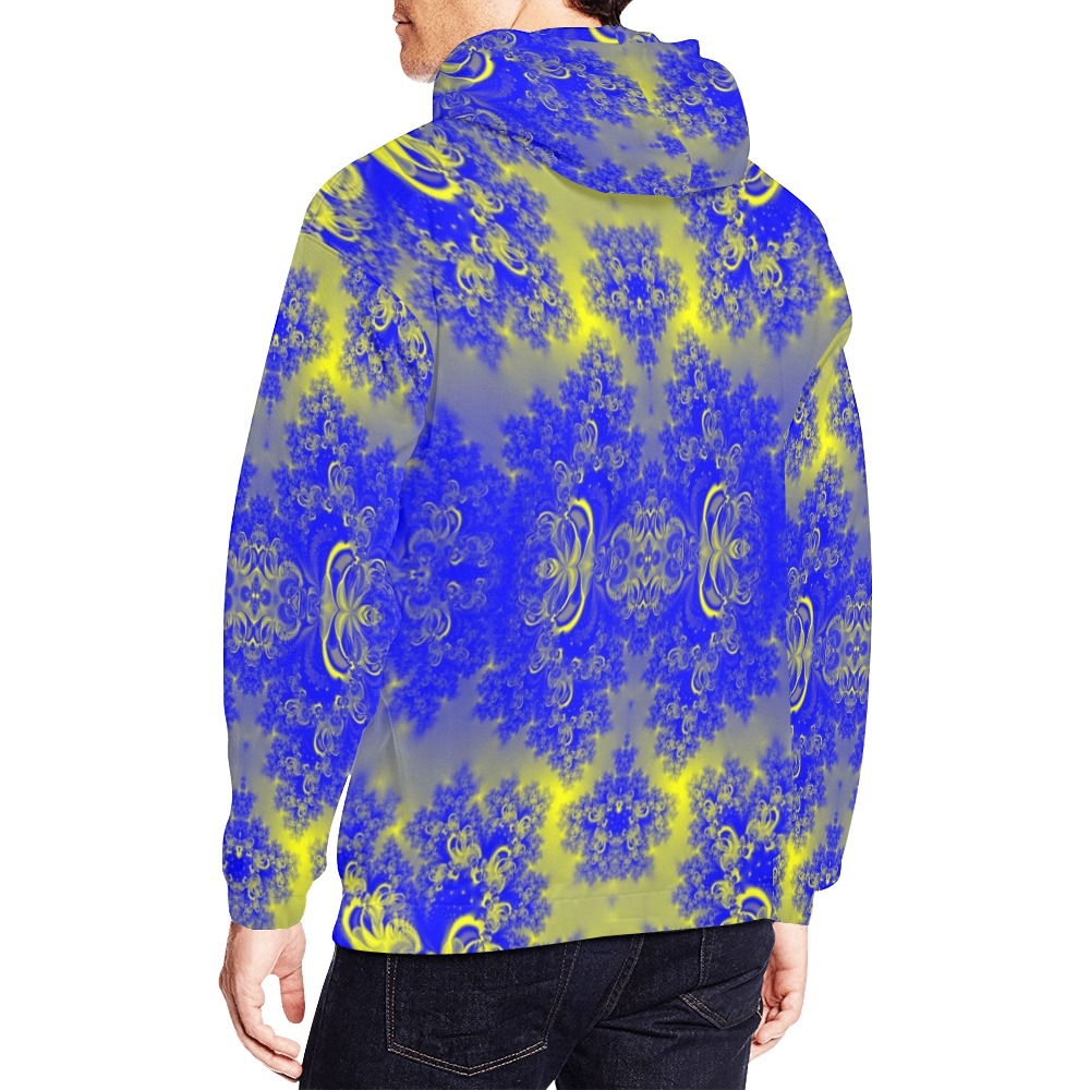 Sunlight and Blueberry Plants Frost Fractal All Over Print Hoodie for Men (USA Size) (Model H13)