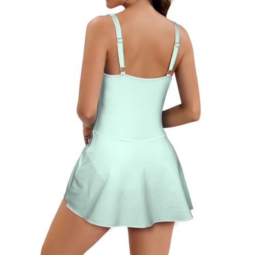 Fine Green Women's One Piece Skirted Swimsuit (Model S54)