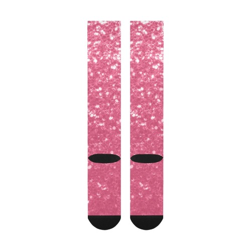 Magenta light pink red faux sparkles glitter Over-The-Calf Socks