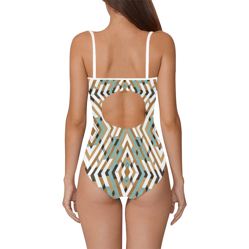 Tribe boho geometric-33B Strap Swimsuit ( Model S05)