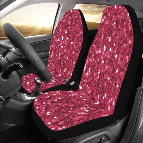 Magenta dark pink red faux sparkles glitter Car Seat Covers (Set of 2)