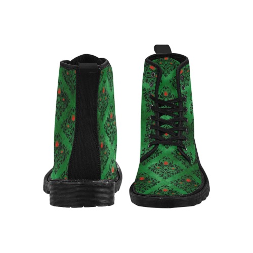 Green Wreath Martin Boots for Women (Black) (Model 1203H)