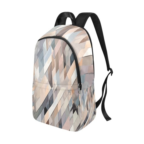 Chic geometric pattern of diagonal lines in beige Fabric Backpack for Adult (Model 1659)
