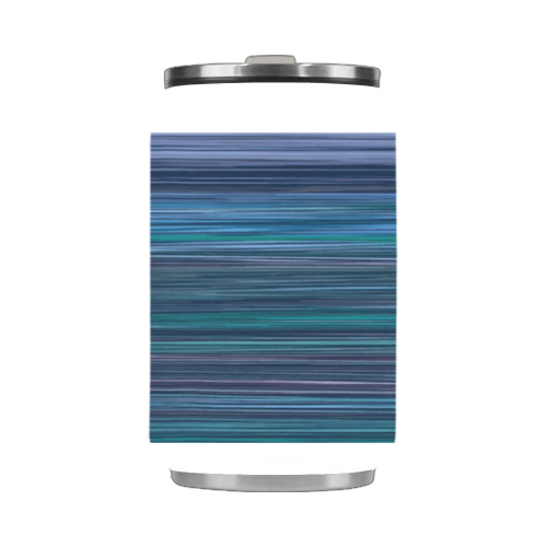 Abstract Blue Horizontal Stripes Stainless Steel Vacuum Mug (10.3OZ)