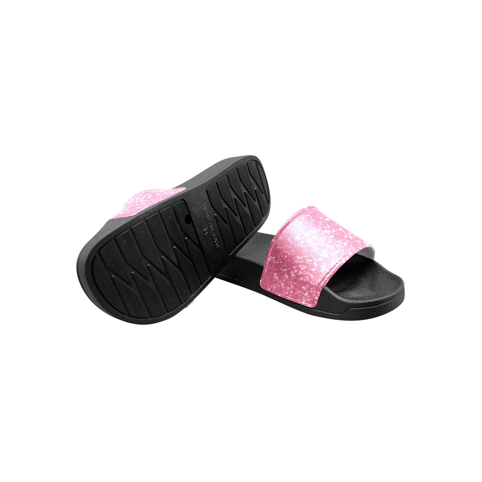 Magenta light pink red faux sparkles glitter Kids' Slide Sandals (Model 057)