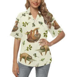 Sloth Hawaiian Shirt All Over Print Hawaiian Shirt for Women (Model T58)