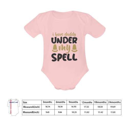 I HAVE DADDY UNDER MY SPELL (Pink) Baby Powder Organic Short Sleeve One Piece (Model T28)