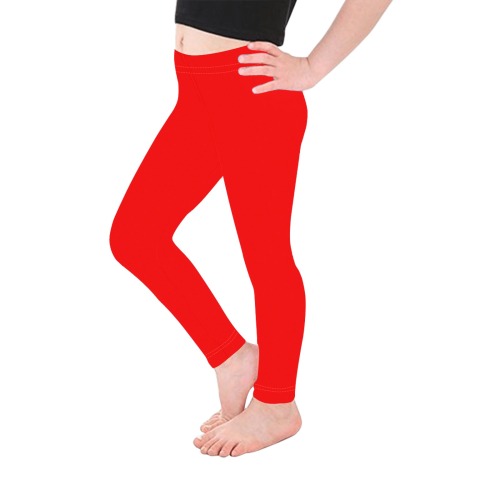 Merry Christmas Red Solid Color Kid's Ankle Length Leggings (Model L06)